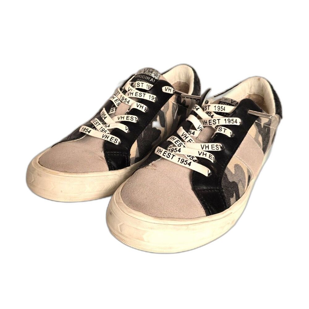 VINTAGE HAVANA Gray Camo Low‑Top Sneakers with VH EST 1954 Logo Laces